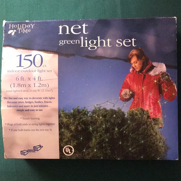 Christmas Net Lights 150 count Green 4ft x 6ft Rectangle for light up decoration - Picture 3 of 5